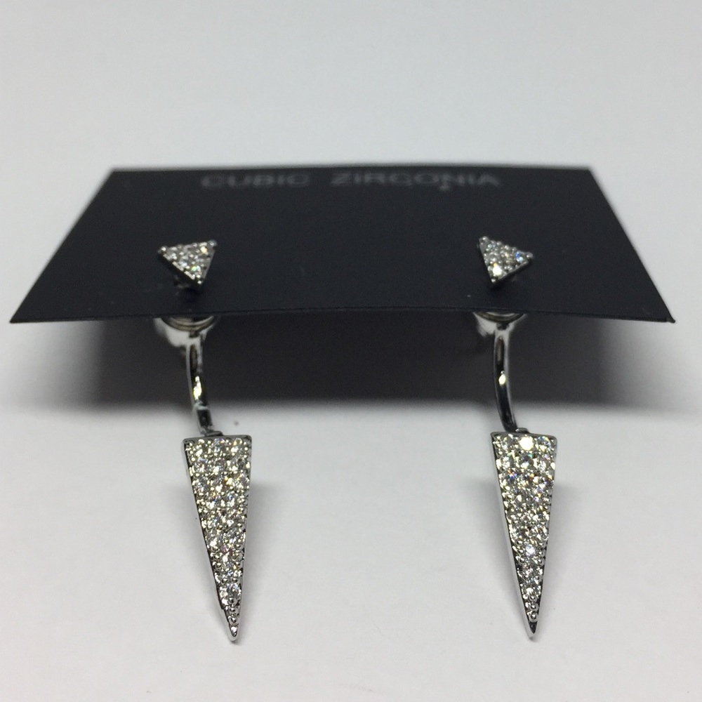 Double Side Cubic Zirconia Earring - Picture 4 of 8